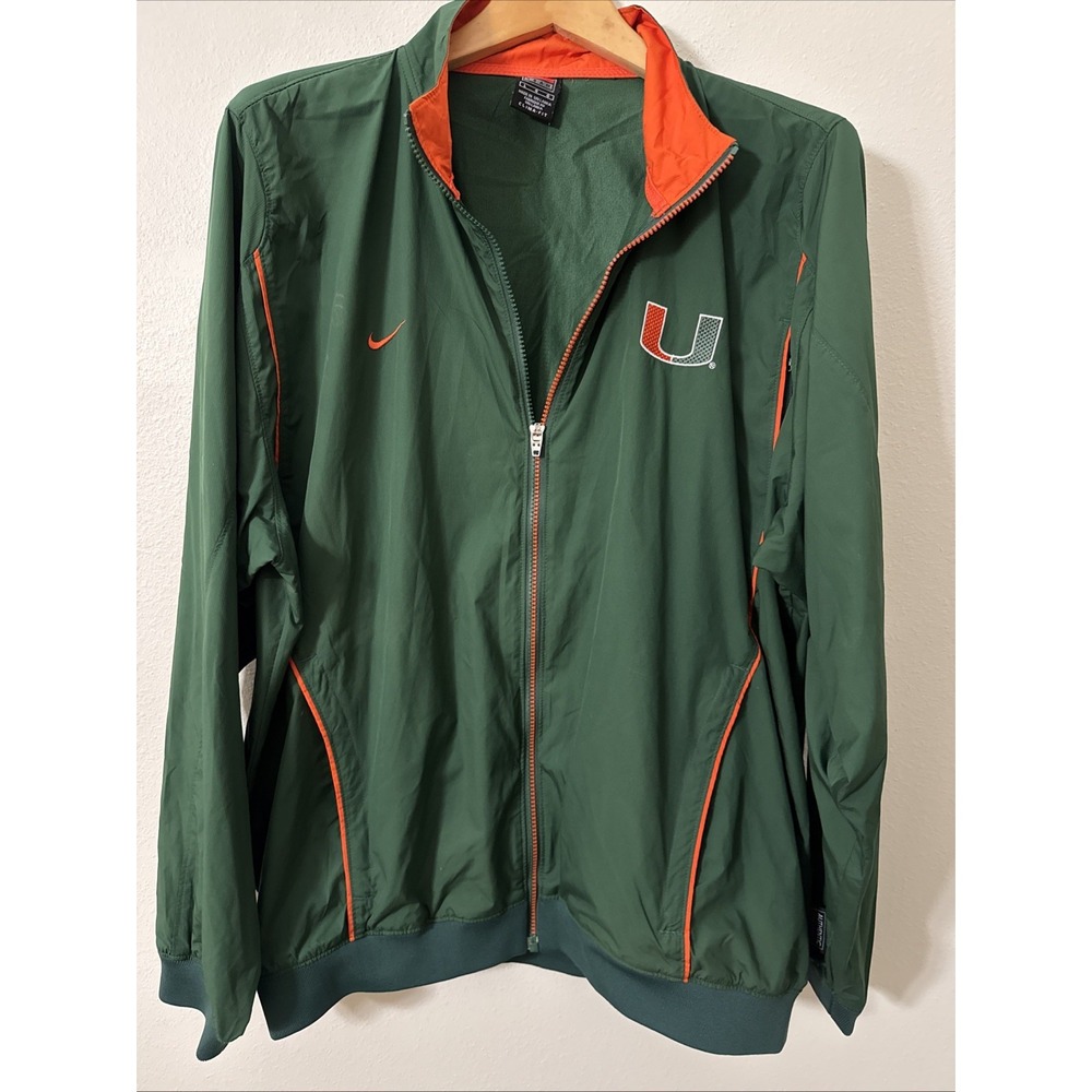 Vintage Nike Miami Hurricanes Jacket Mens Large Authentic Team Apparel Clima-Fit
